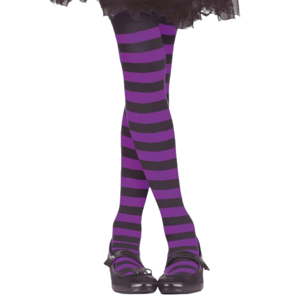 Collant rayé noir et violet pour enfant