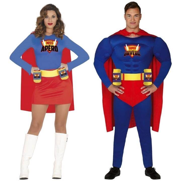 Déguisements de couple Super-héros Beer