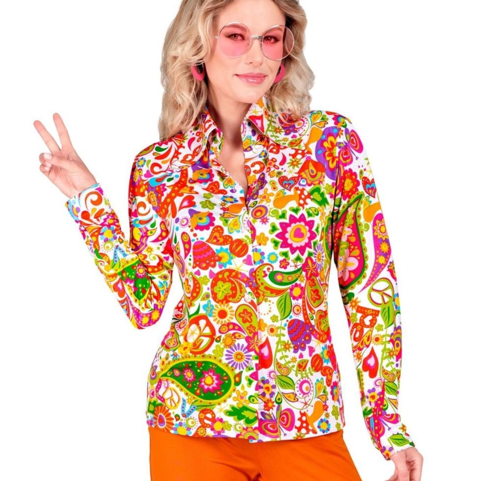 Acheter en ligne une chemise hippie des annees 60 pour femme Costumalia by Monsieur Deguisement