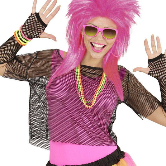 T-shirt en Résille Noire Années 80