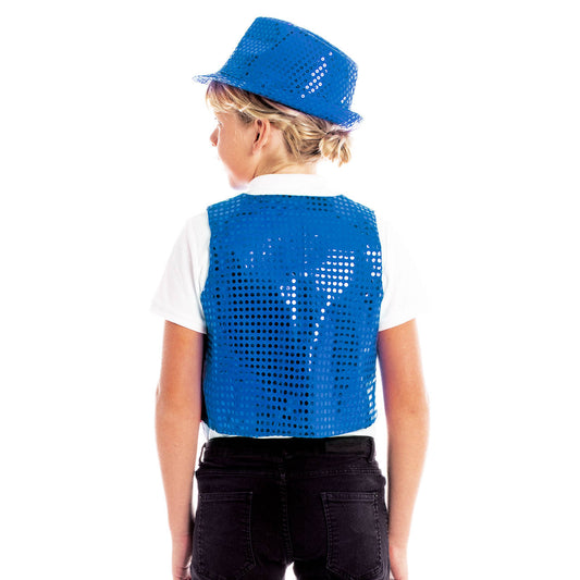 Gilet à paillettes bleues éco pour enfant