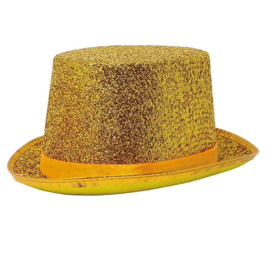 Chapeau haut-de-forme Doré Scintillant Deluxe