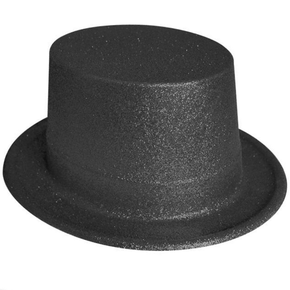 Chapeau Haut de Forme Noir à Paillettes