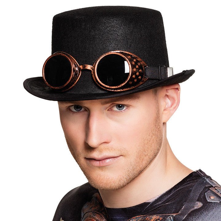 Chapeau Haut de Forme Steampunk avec Lunettes pour adulte