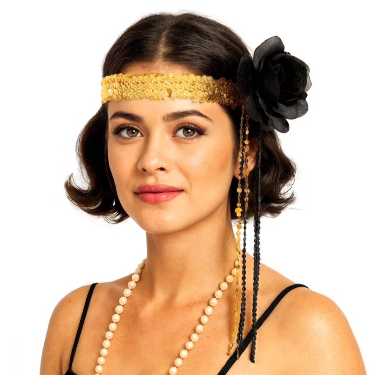 Ruban de Charleston noir à franges