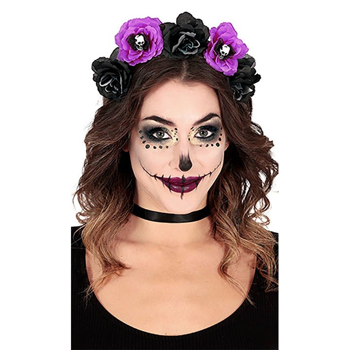 Serre-tête Catrina Fleurs Roses et Noires