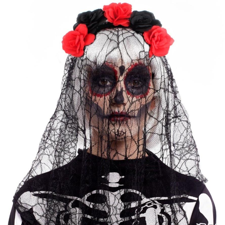Serre-Tête Catrina Mexicaine avec Voile