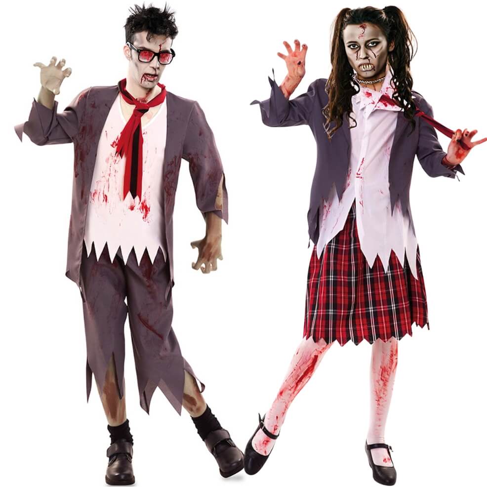 Déguisements de couple Écoliers Zombies