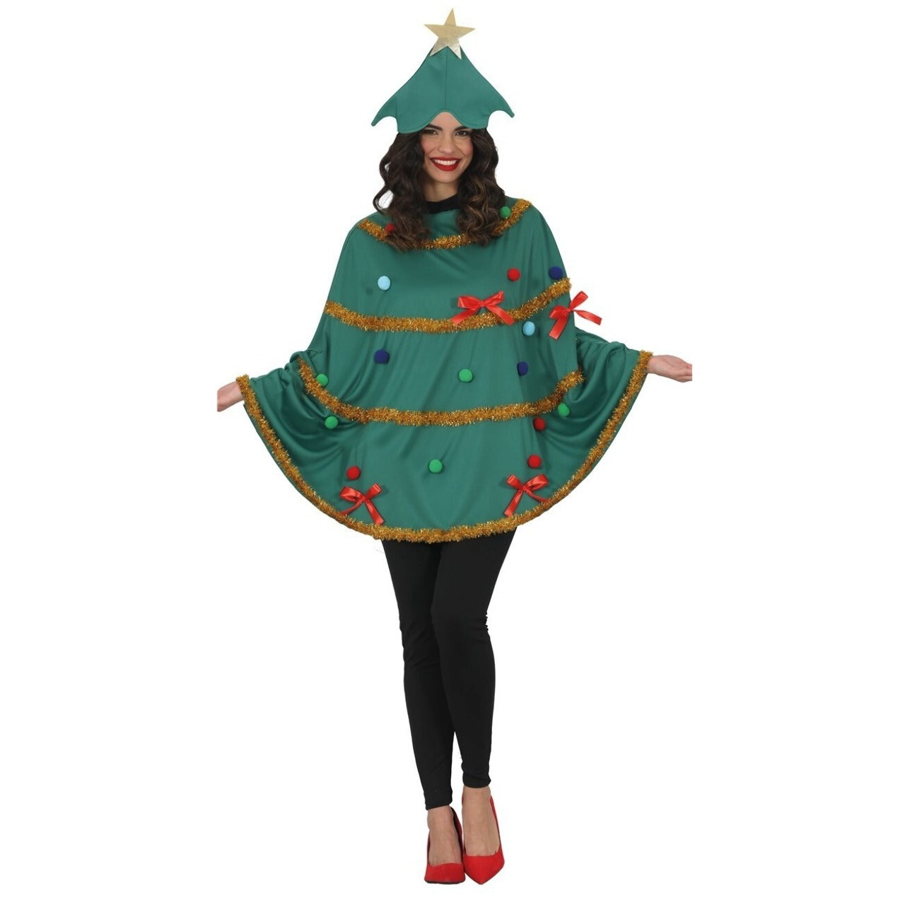 Déguisement de sapin de Noël poncho pour adulte