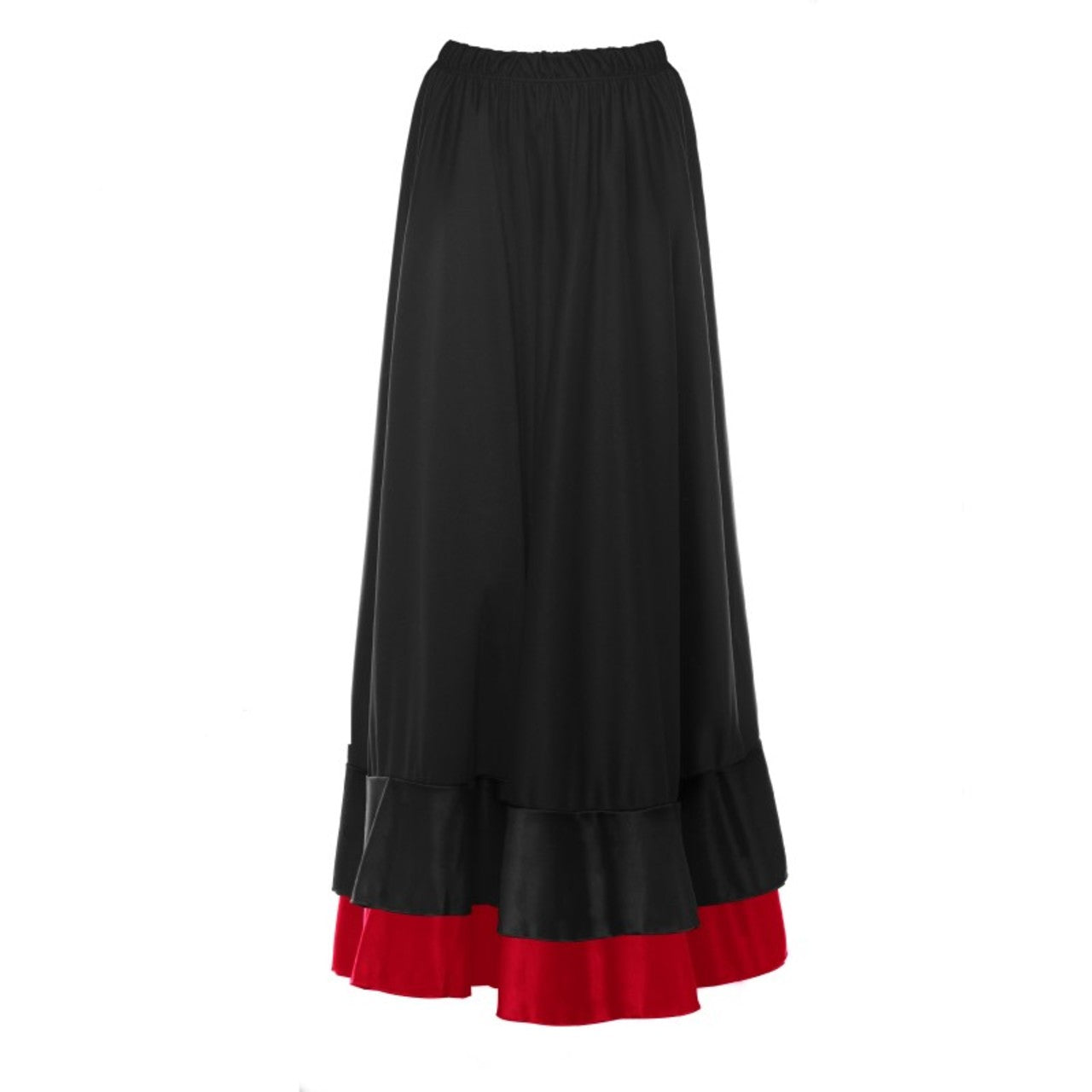 Jupe de flamenco noire à double volant bicolore