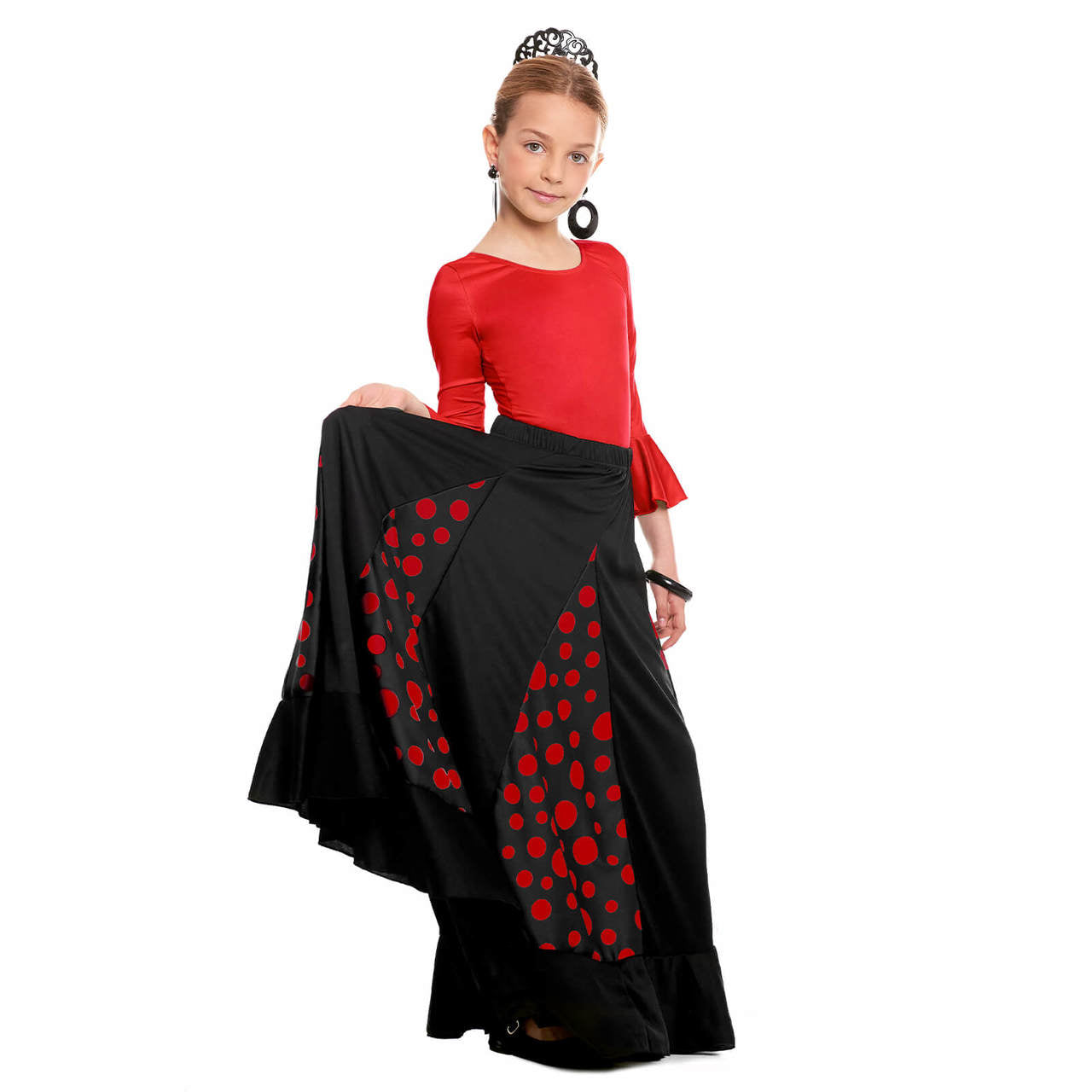 Jupe Flamenco Noire et Rouge avec Volants pour enfant