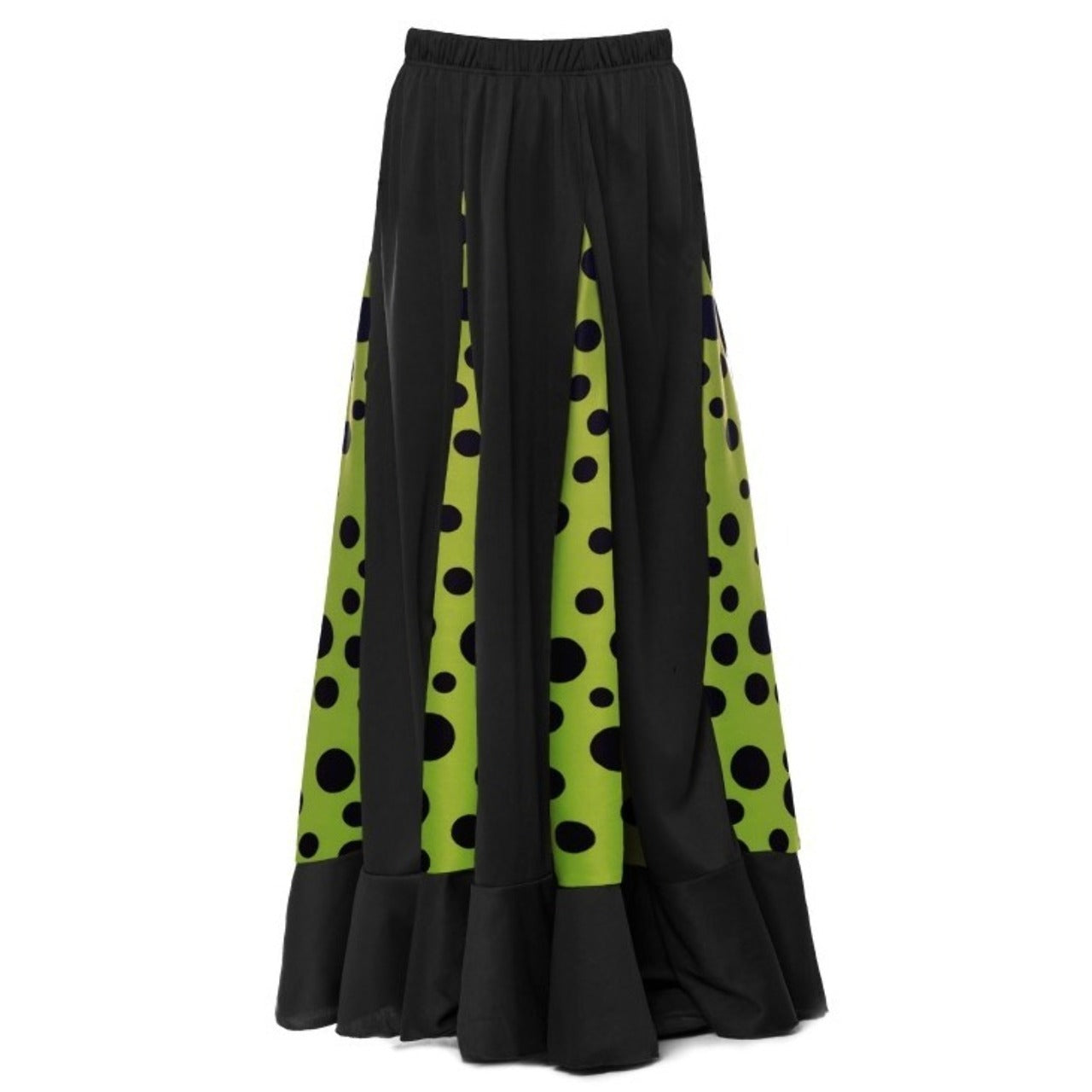Jupe de flamenco noire et verte à quilles pour enfants