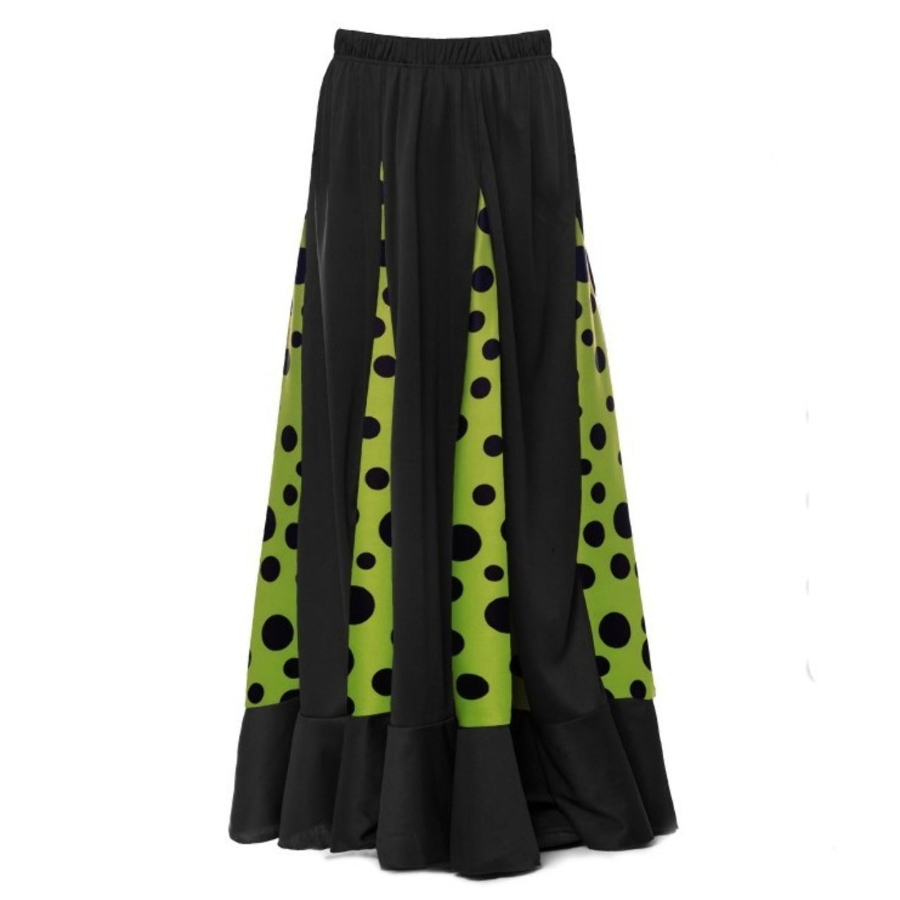Jupe de flamenco noire et verte à quilles