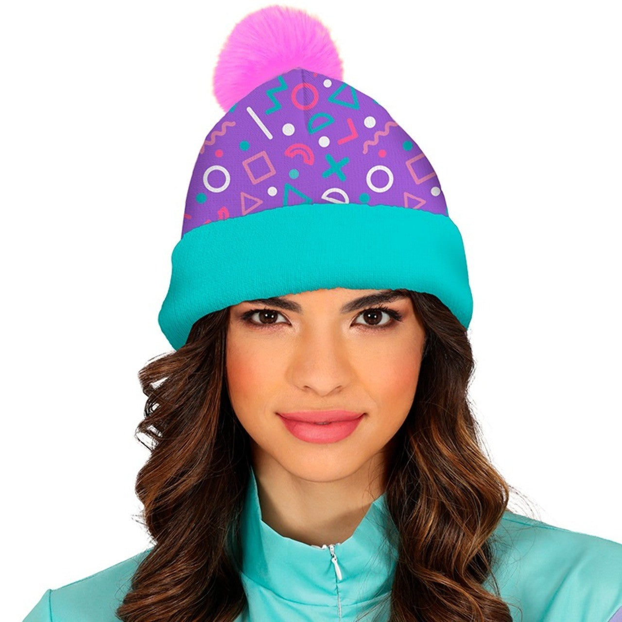 Bonnet en Laine Bleu et Rose