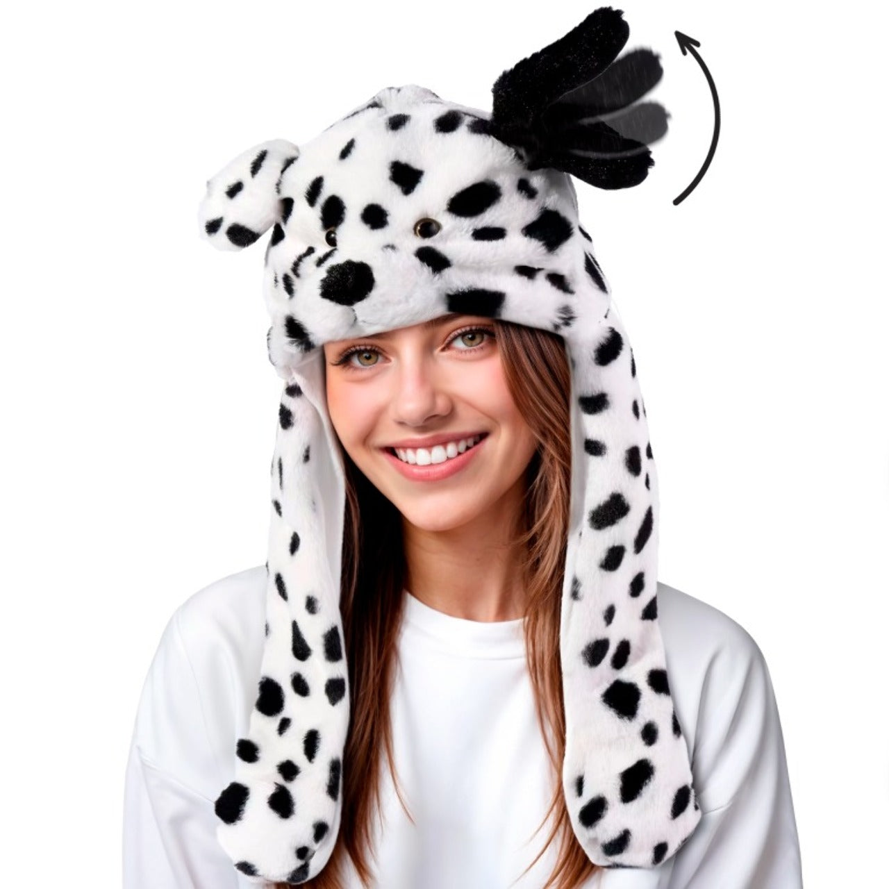 Chapeau Dalmatien avec Oreilles Mobiles et Lumière