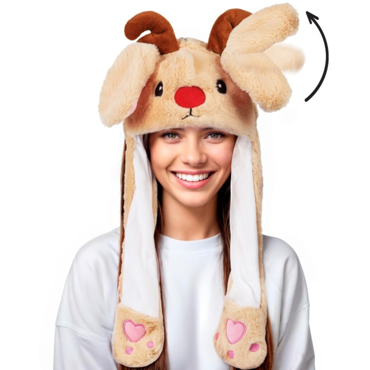 Chapeau de Renne avec Oreilles Mobiles et Lumière