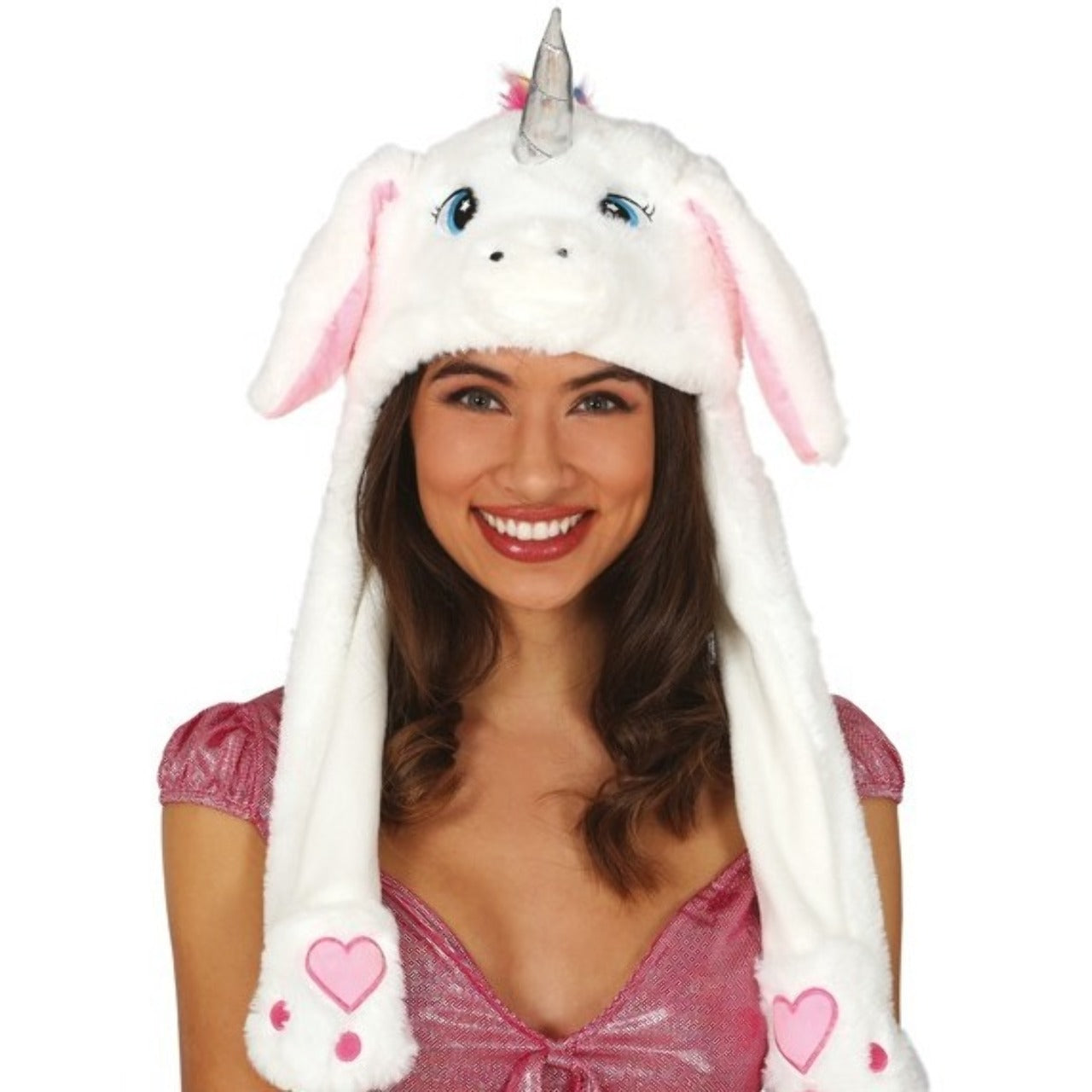 Chapeau de licorne blanc avec oreilles mobiles