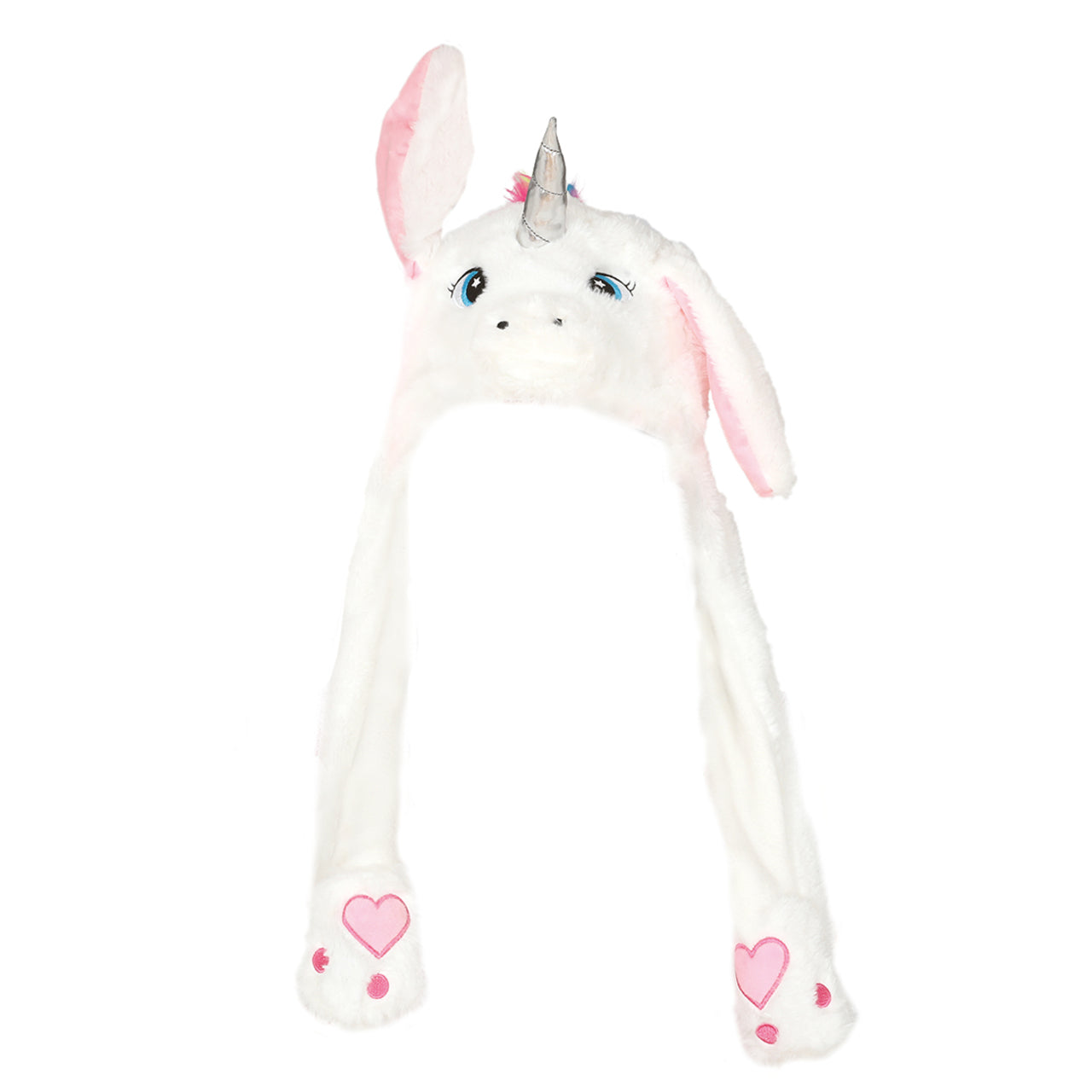 Chapeau de licorne blanc avec oreilles mobiles