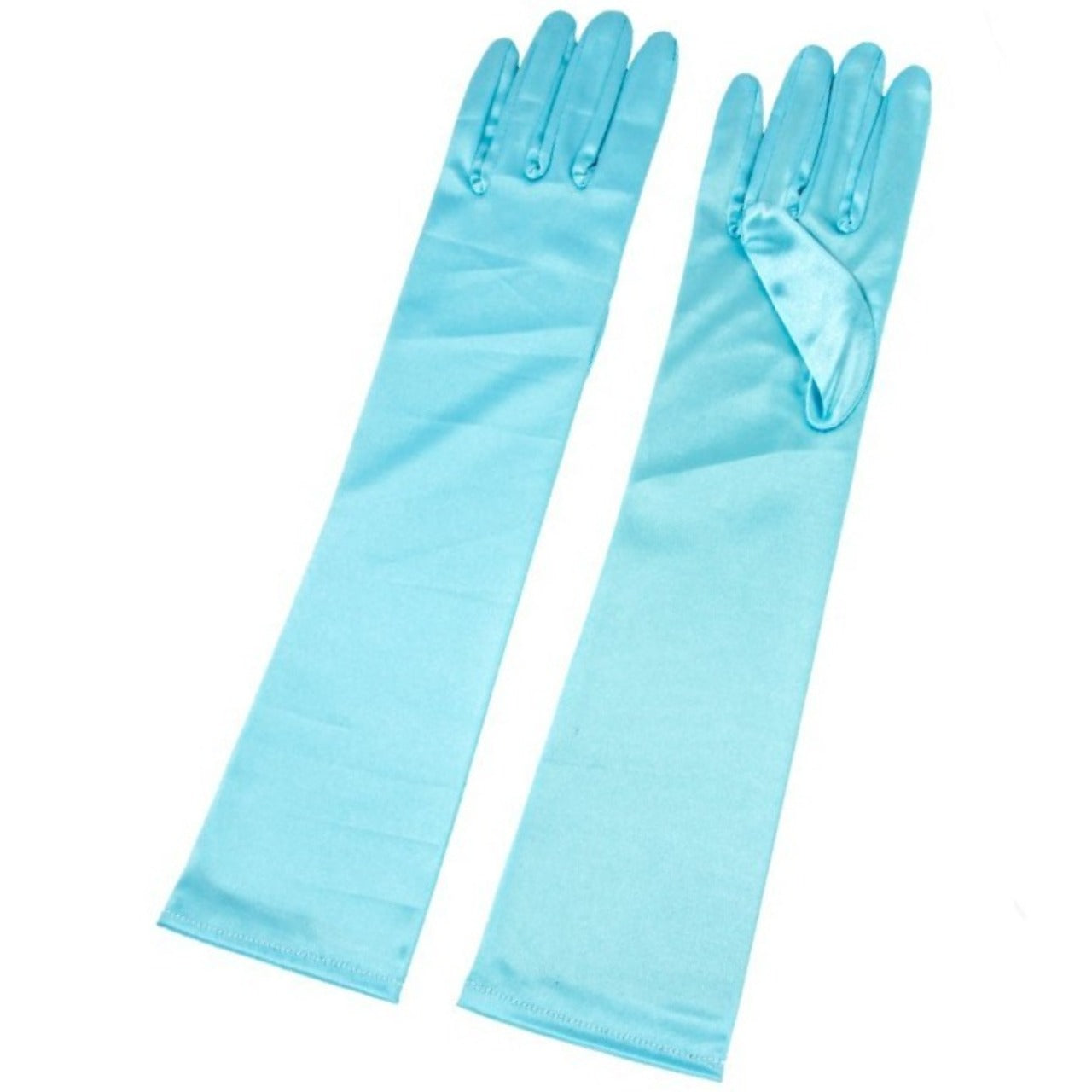 Gants Longs en Satin Bleu Clair