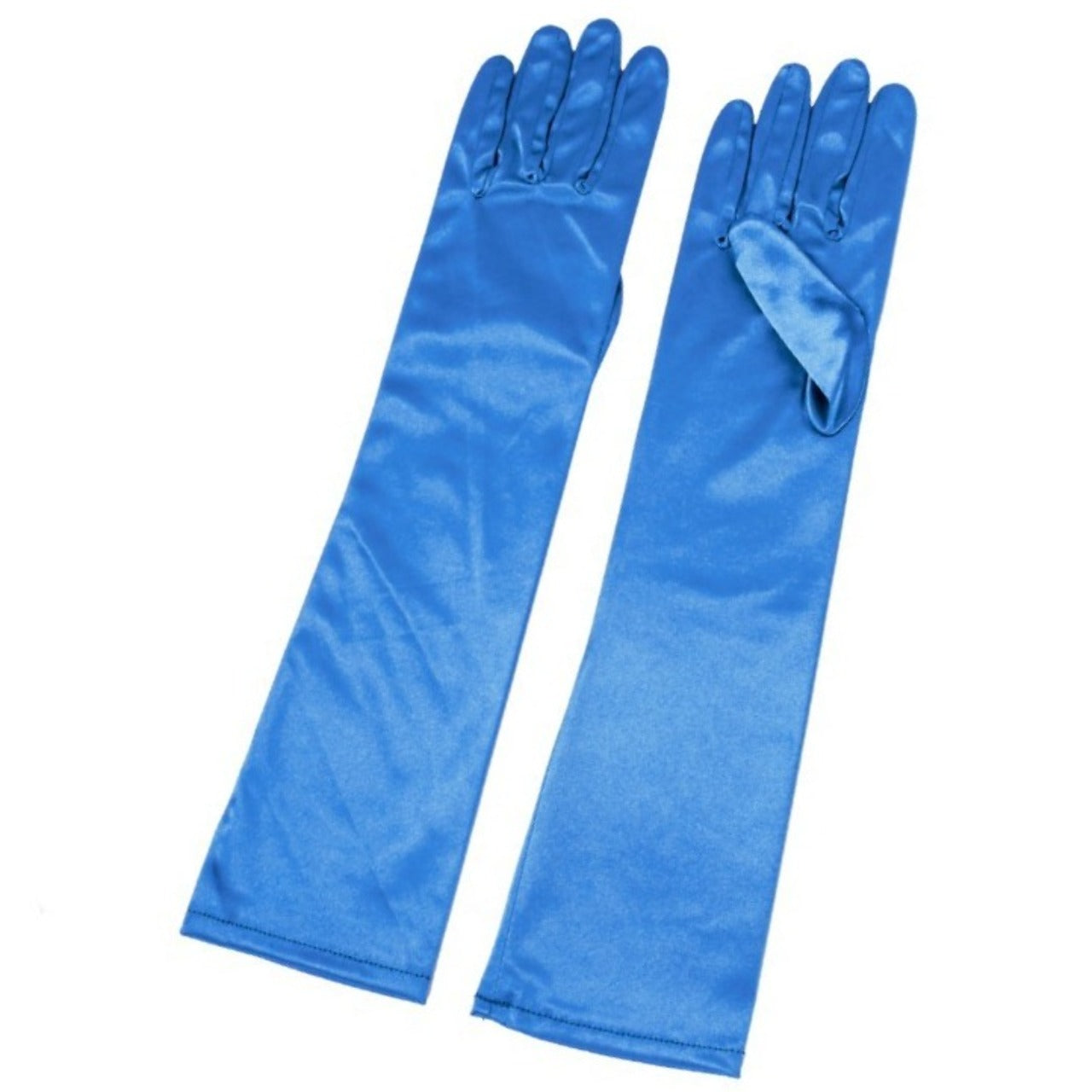 Gants Longs en Satin Bleu
