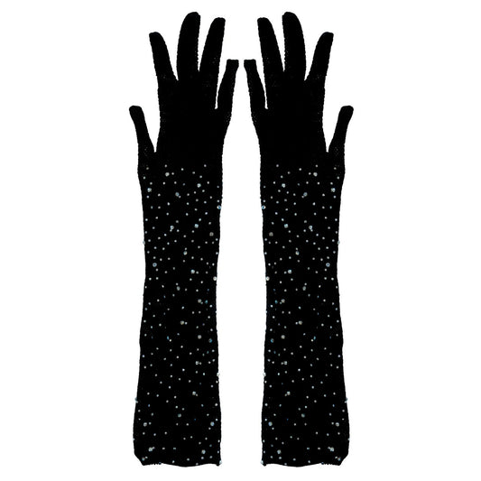 Gants Longs en Résille avec strass