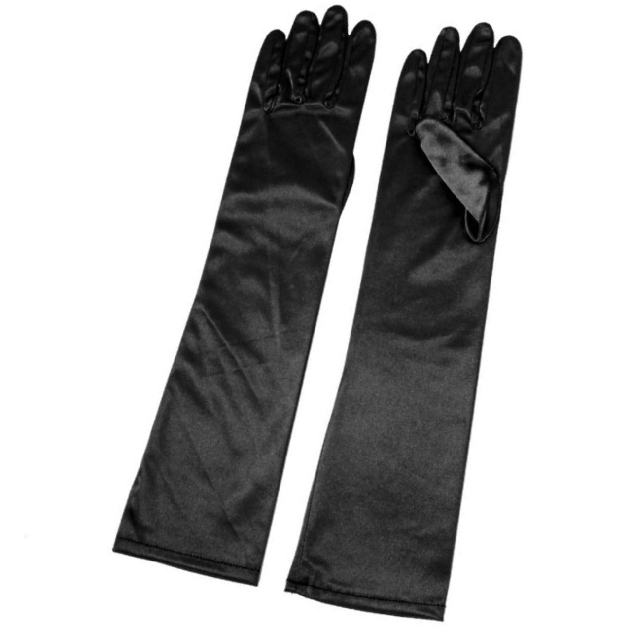 Gants Longs en Satin Noir