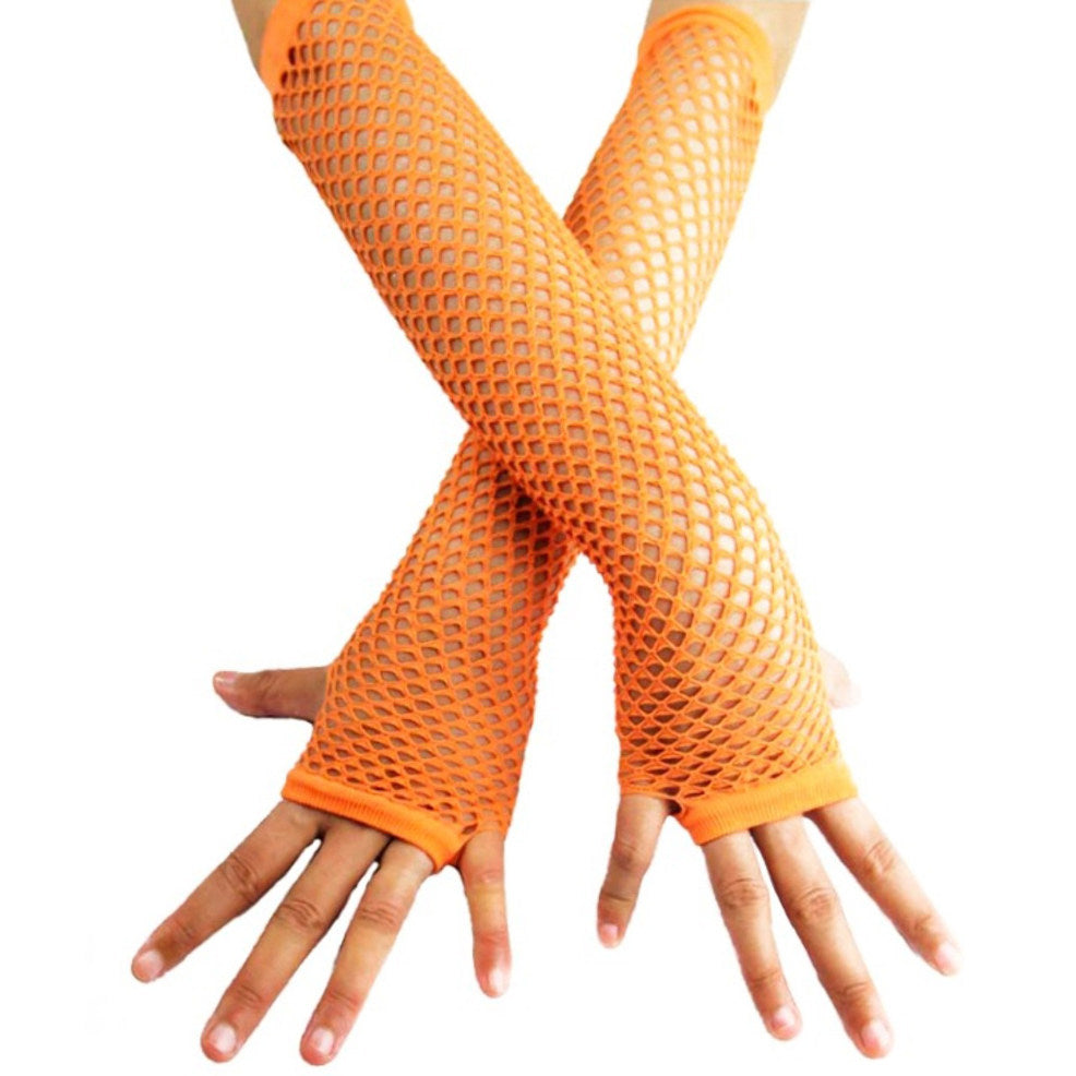 Gants Longs en Résille Orange
