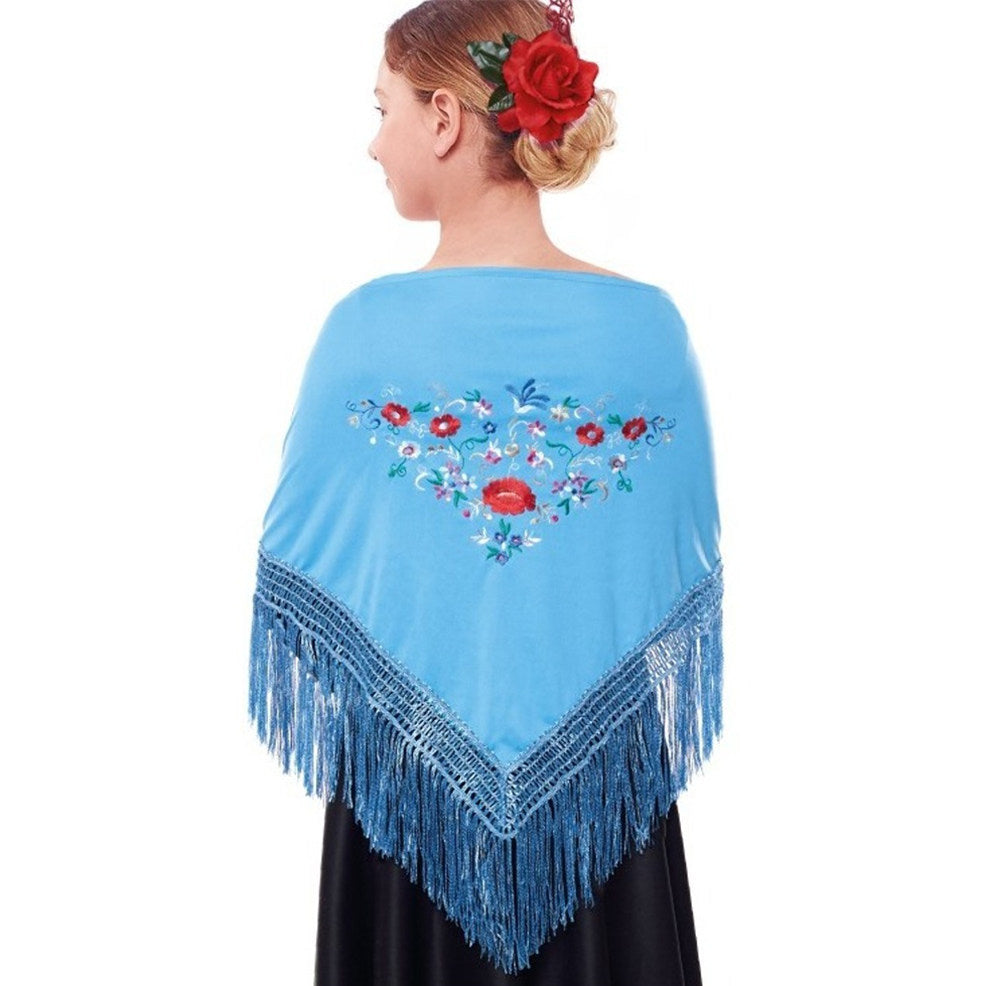 Châle brodé bleu clair pour enfant