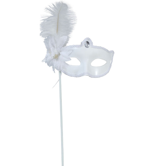 Masque Vénitien Blanc avec Tige