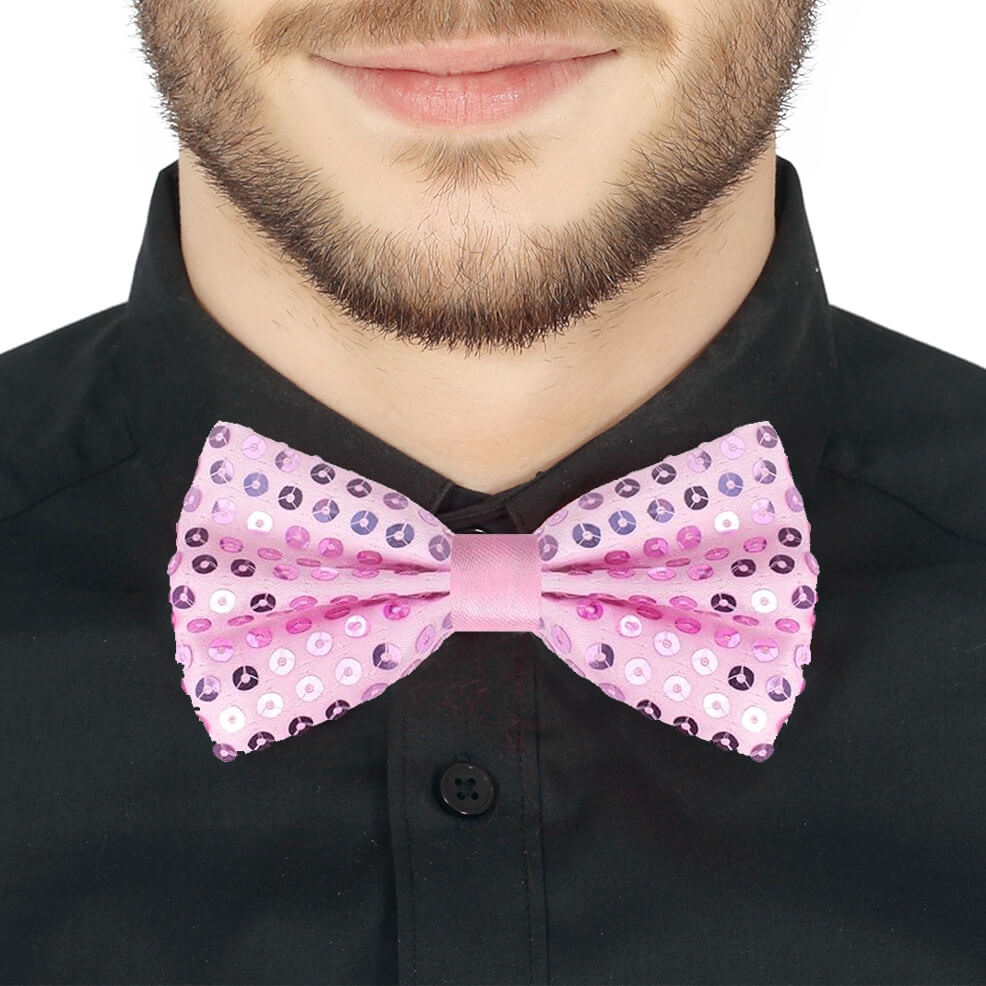 Noeud Papillon Rose à Paillettes