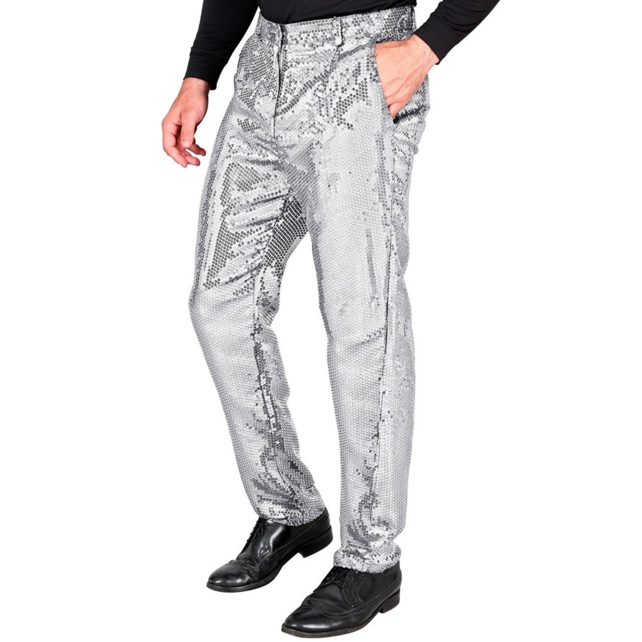 Pantalon à paillettes argenté
