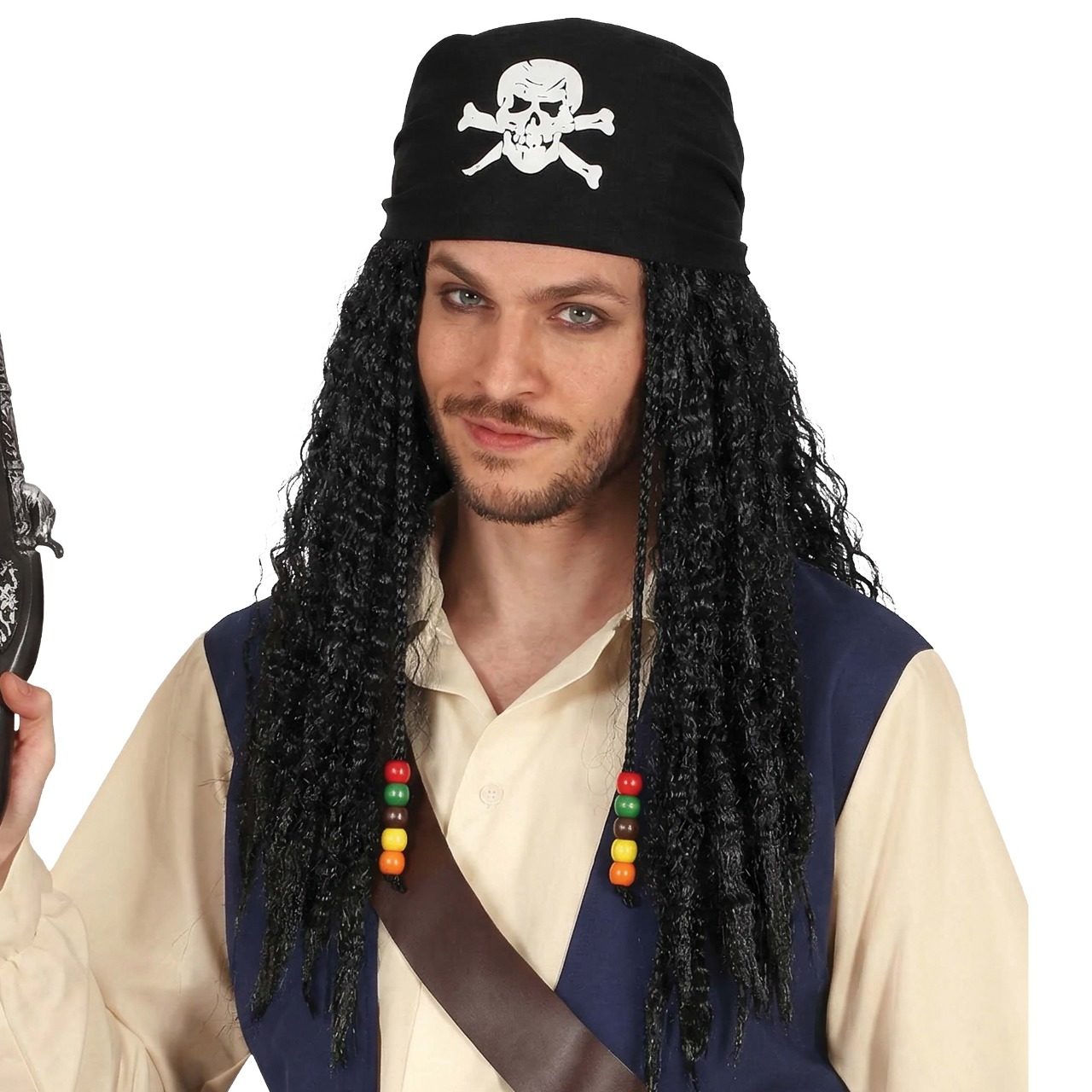 Perruque Pirate avec Bandana Tête de mort