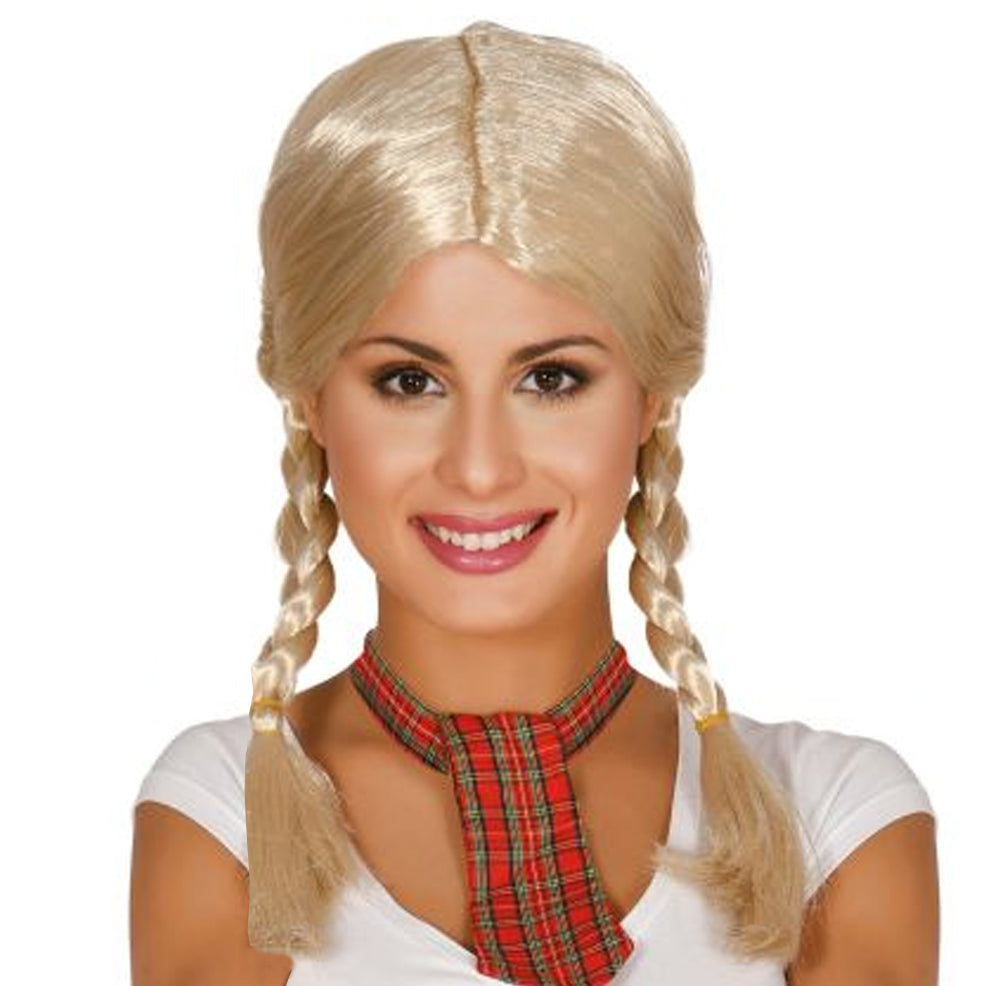 Perruque avec Tresses Blonde Éco