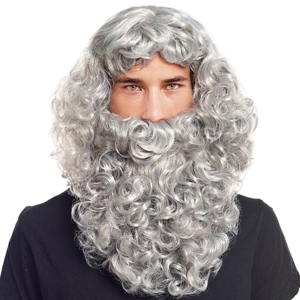 Perruque et Barbe de Roi Mage Gris