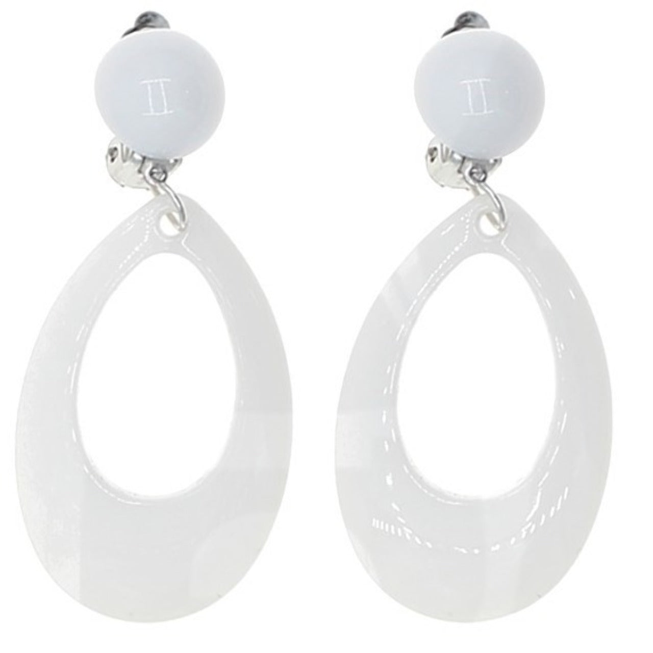 Boucles d'oreilles Ovales Blanches Flamenco
