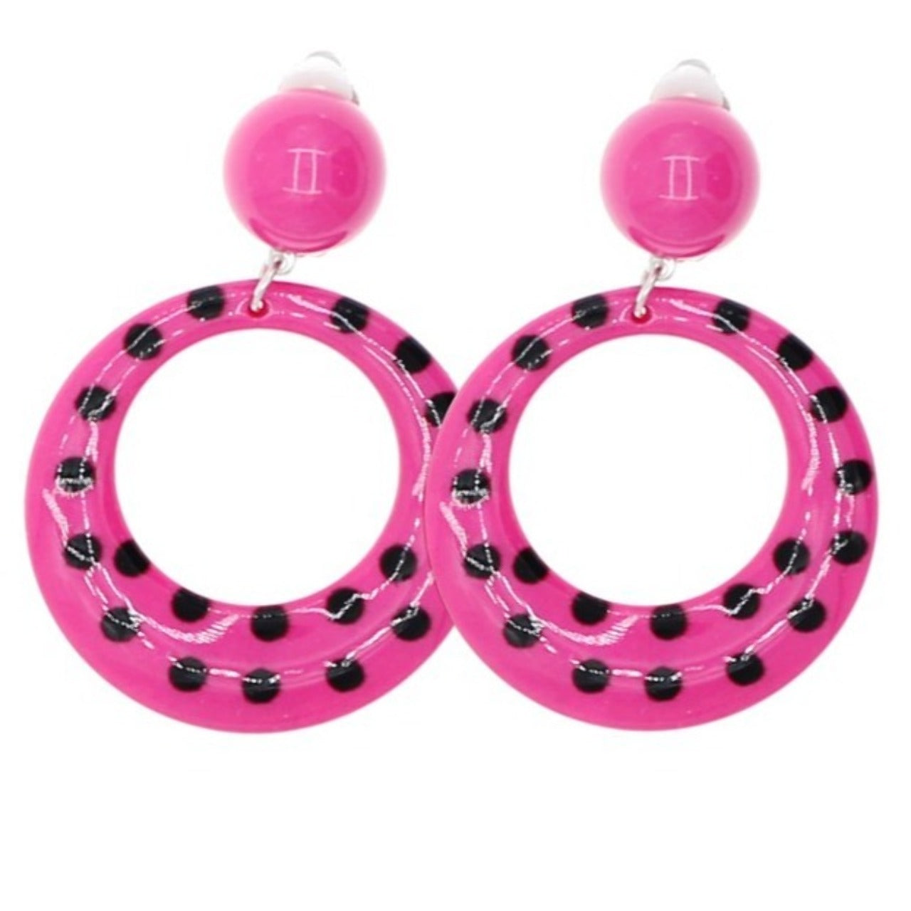 Boucles d'oreilles Flamenco Fuchsia et Noires