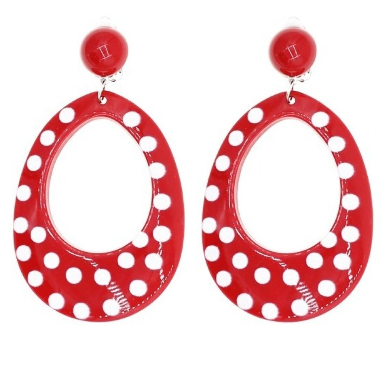Boucles d’oreilles Flamenca Rouge et Blanc Ovales