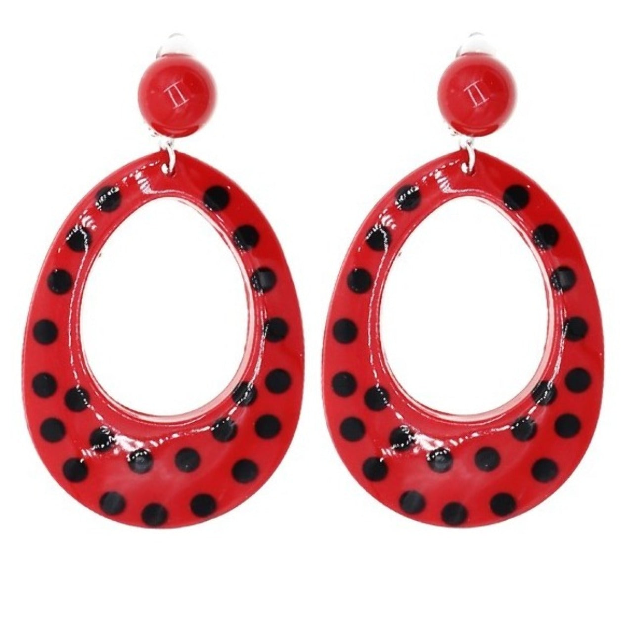 Boucles d'oreilles ovales flamenco rouges et noires
