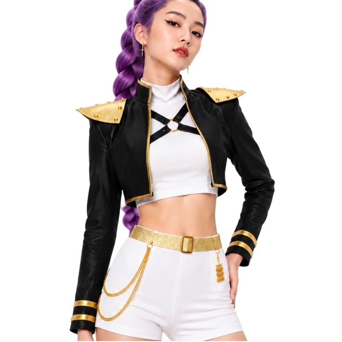 Set de K-Pop Doré Épaulettes et Ceinture