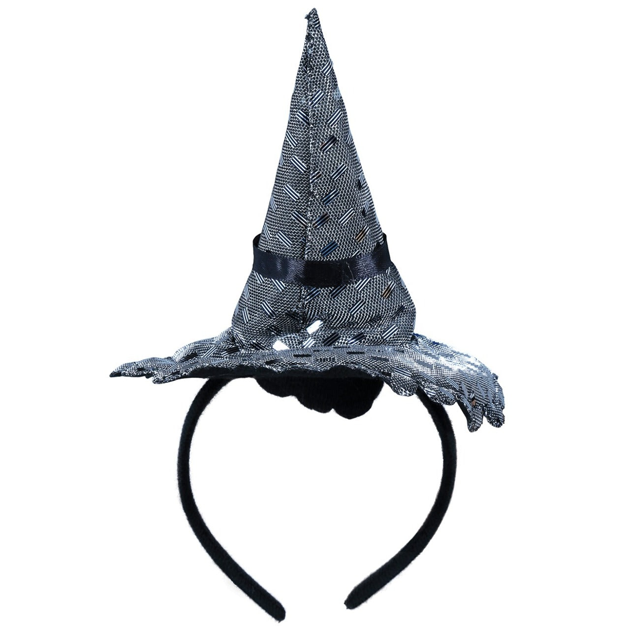 Serre-tête Mini Chapeau Chic de Sorcière Argenté