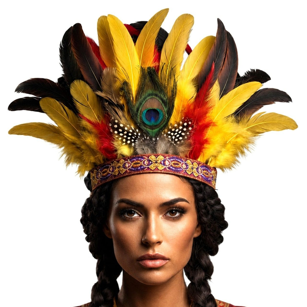 Coiffe Aztèque Plumes