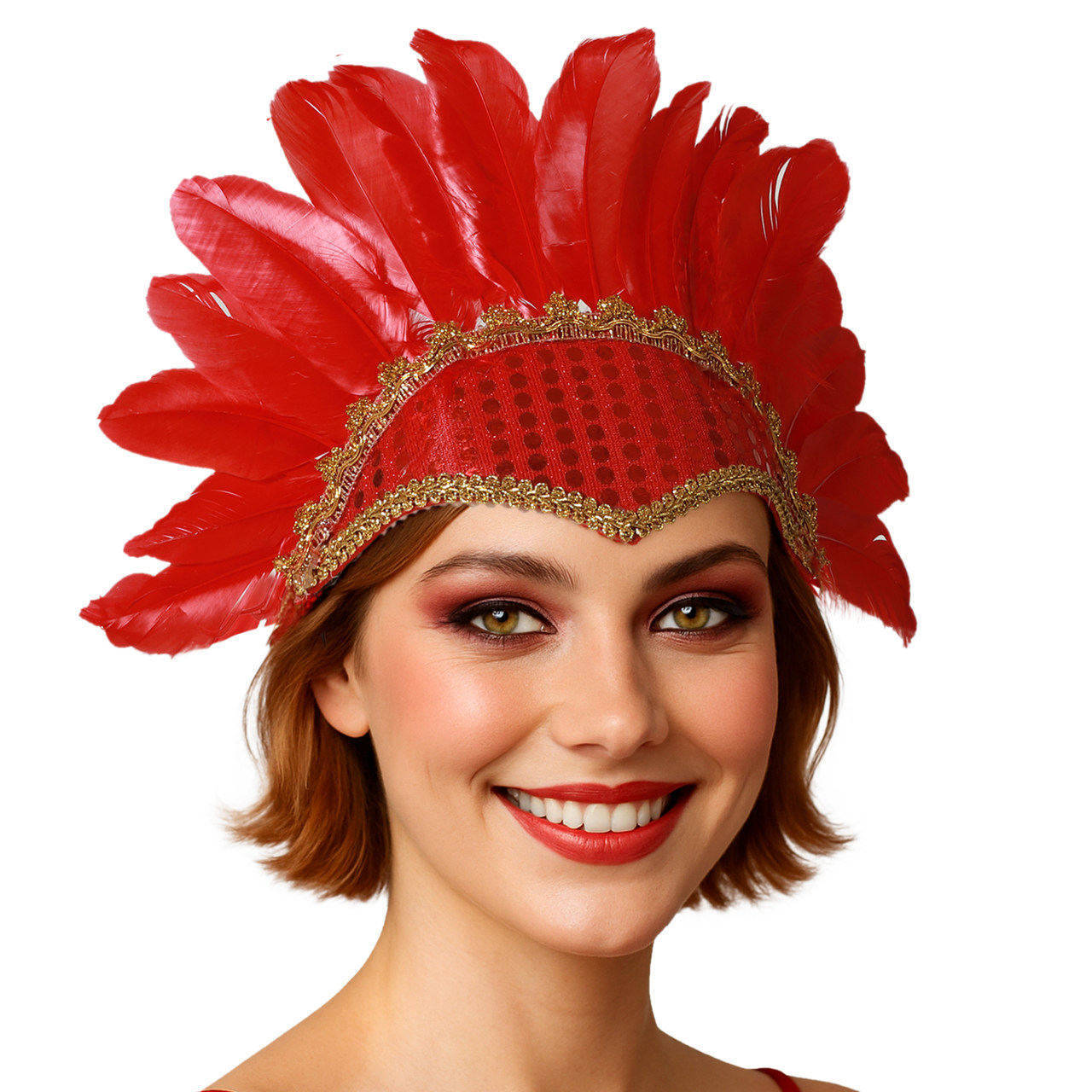 Coiffe en Plumes Rouge Éco