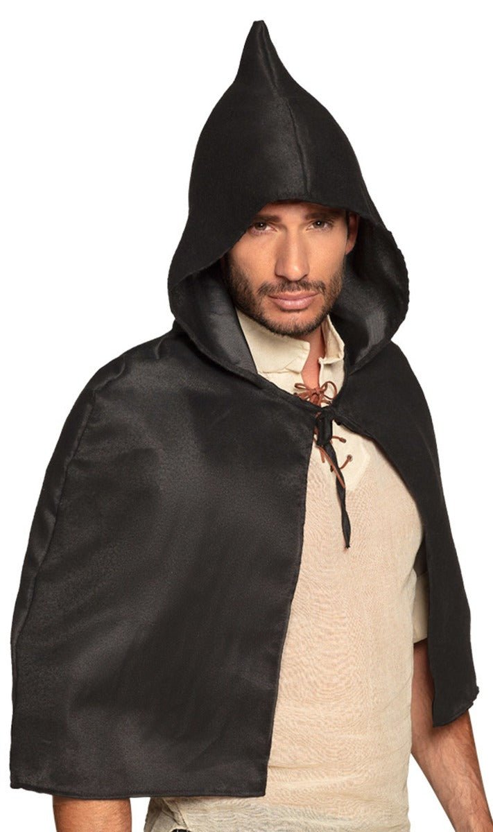 Cape Noir Courte Capuche