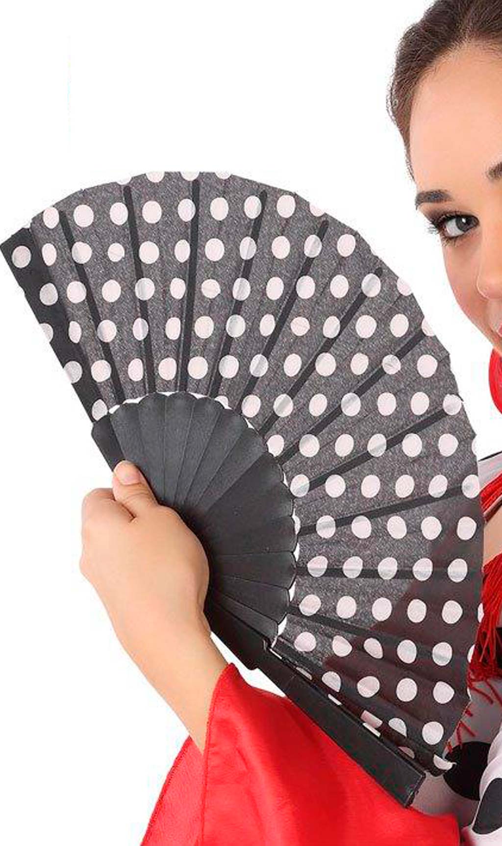 Éventail Noir à Pois