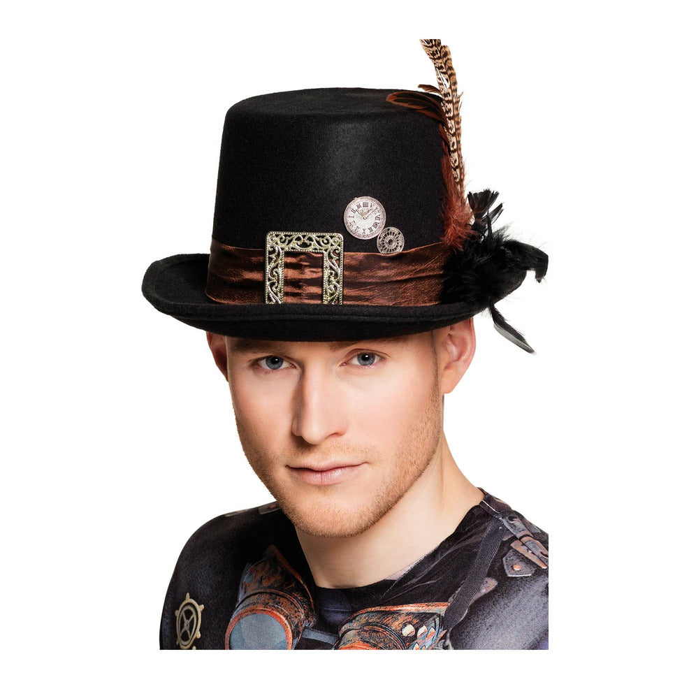 Chistera de Steampunk con Pluma | Don Disfraz