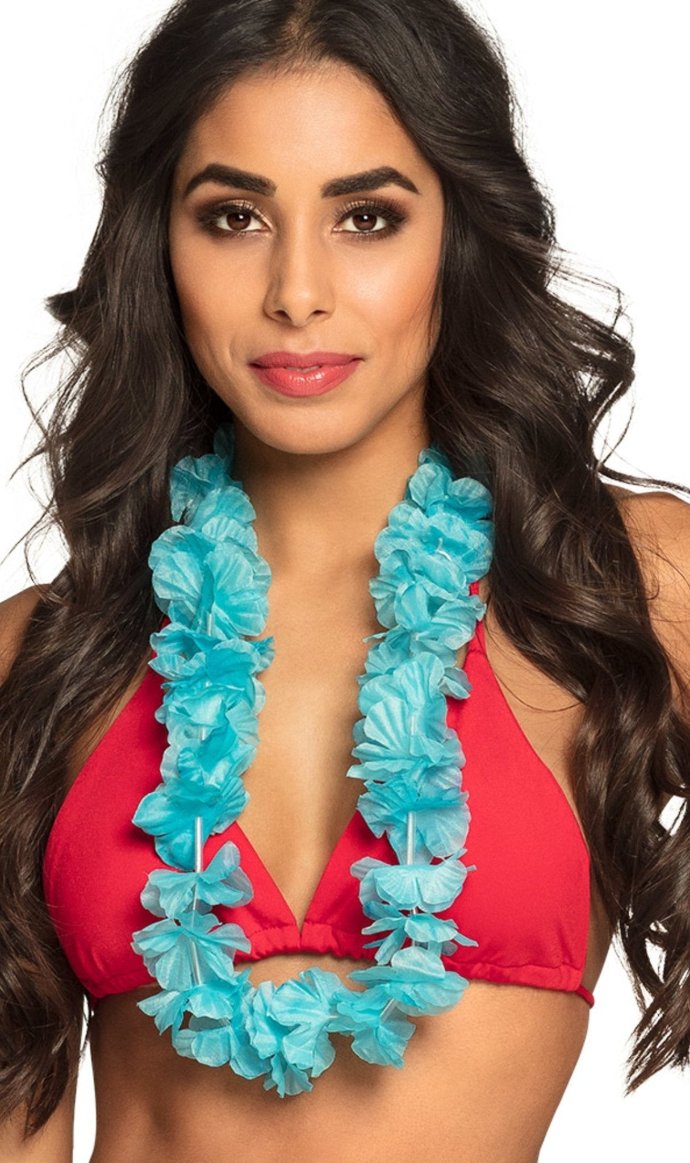 Collier hawaïen en bleu turquoise