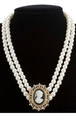 Collier Perles Camée