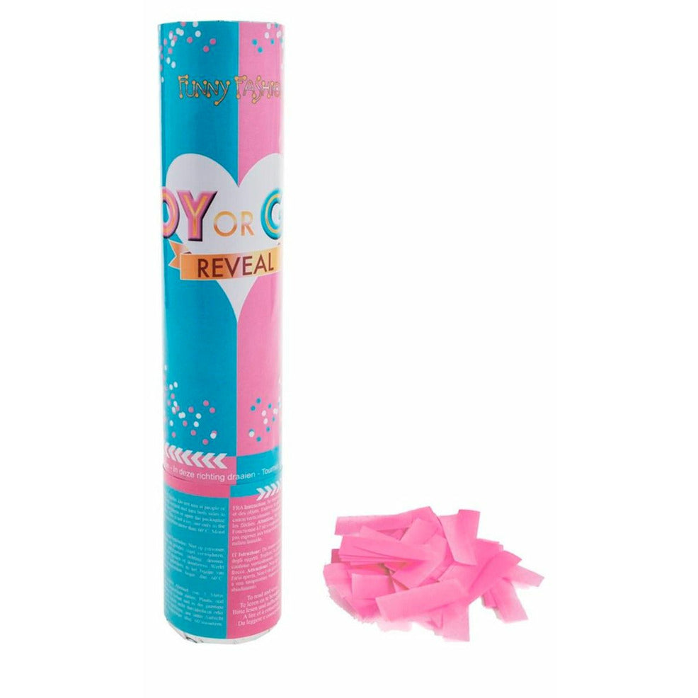 Cañón Confeti Revelación Sexo Bebé Rosa 20cm | Don Disfraz