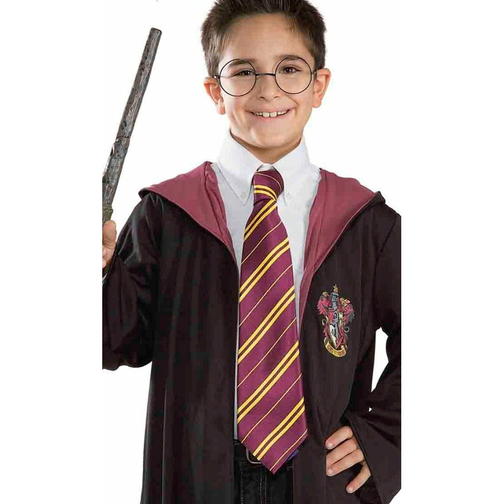 Déguisement Harry Potter Enfant Gryffondor Officiel – Cape Noire, Robe, Écharpe, Lunettes & Baguette Magique
