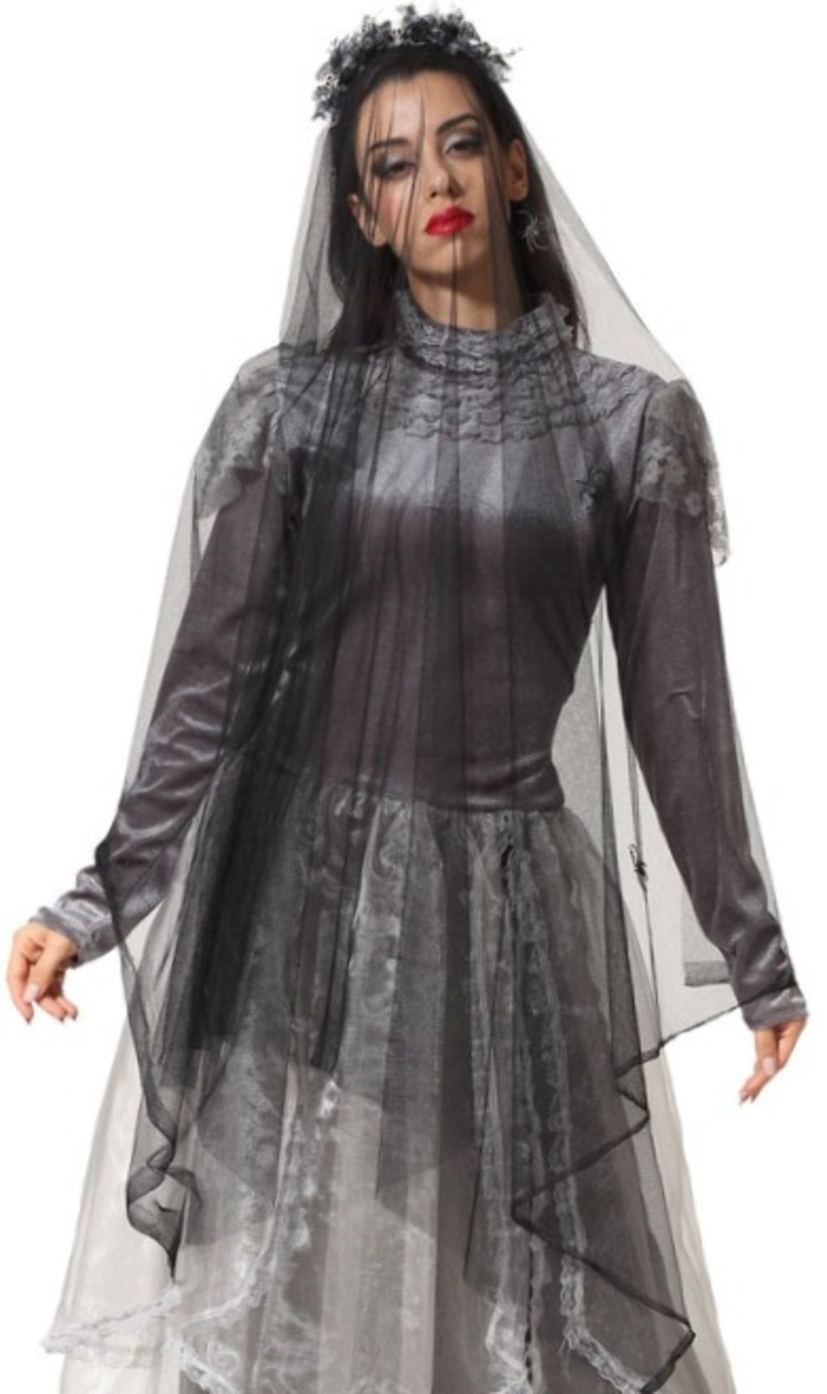 Serre-Tête Mariée Fantôme Voile Noir